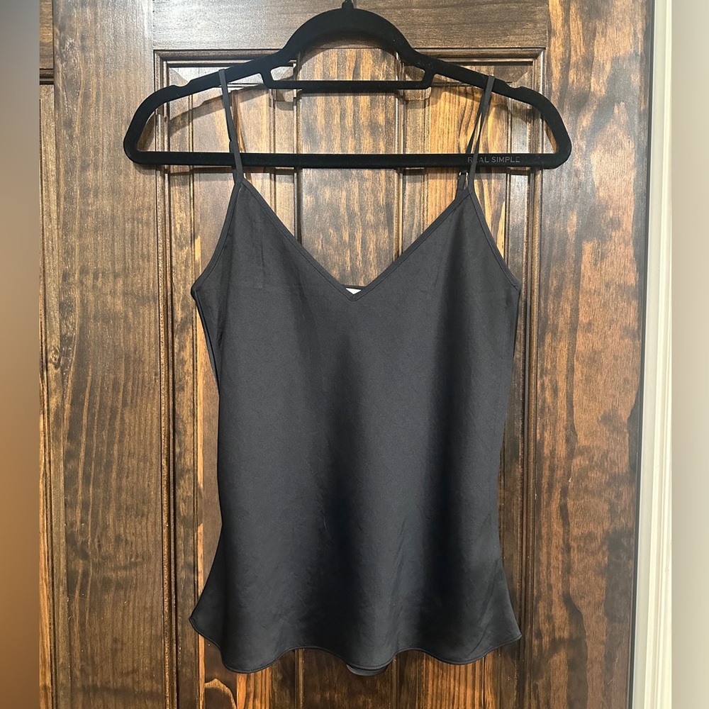 Aritzia Wilfred Black Satin Tank Top